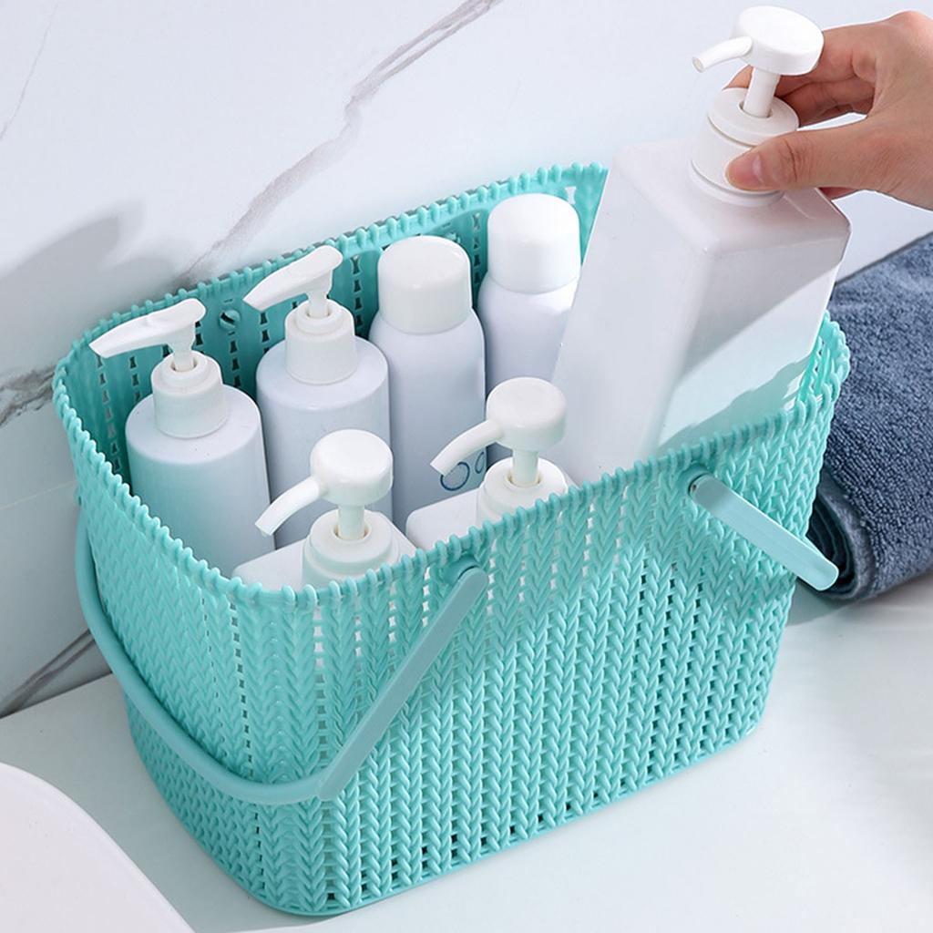 Shower Caddy Bin Strong Plastic Large Opening Smoothing Handle Draining Holes Shower Basket for