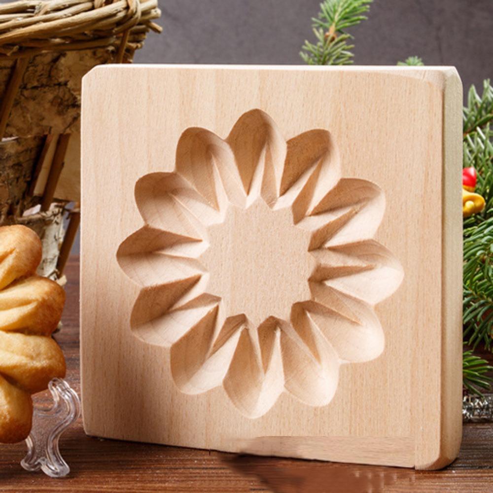 Vyřezávané formy na džem na sušenky Reliéfní formičky na sušenky pro domácnost Dřevěná vykrajovátka na cukroví Pekárna