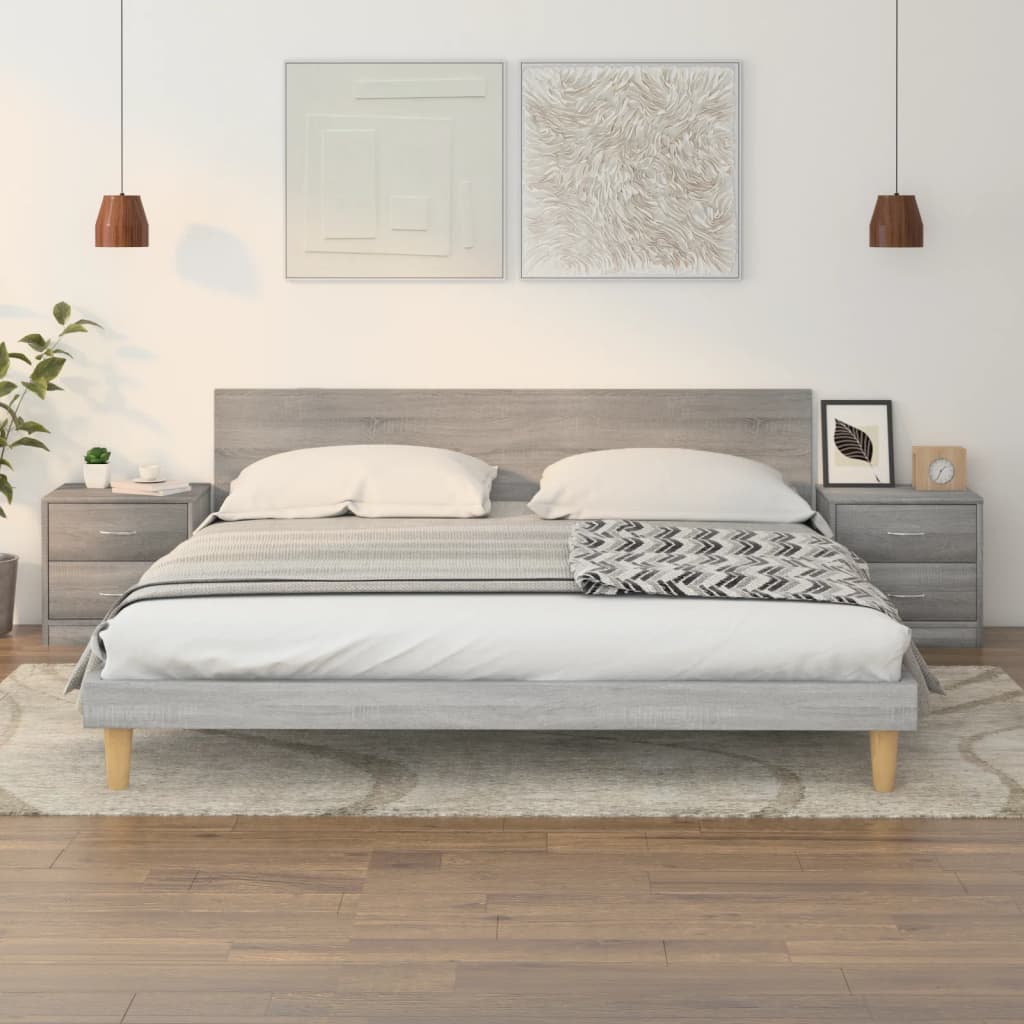Nightstands 2 pcs Grey Sonoma 40 x 30 x 40 cm Particleboard