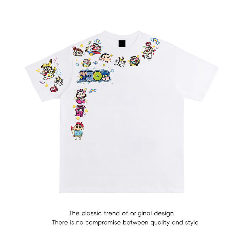 290g Unisex Summer Cartoon Shin-chan Short Sleeve T-shirt - Trendy High-end Couple Top