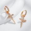 Luxury Cross Dangle Earrings For Women  Rose Gold Color With Natural Zircon Accessories Vintage Daily Fine Jewelry