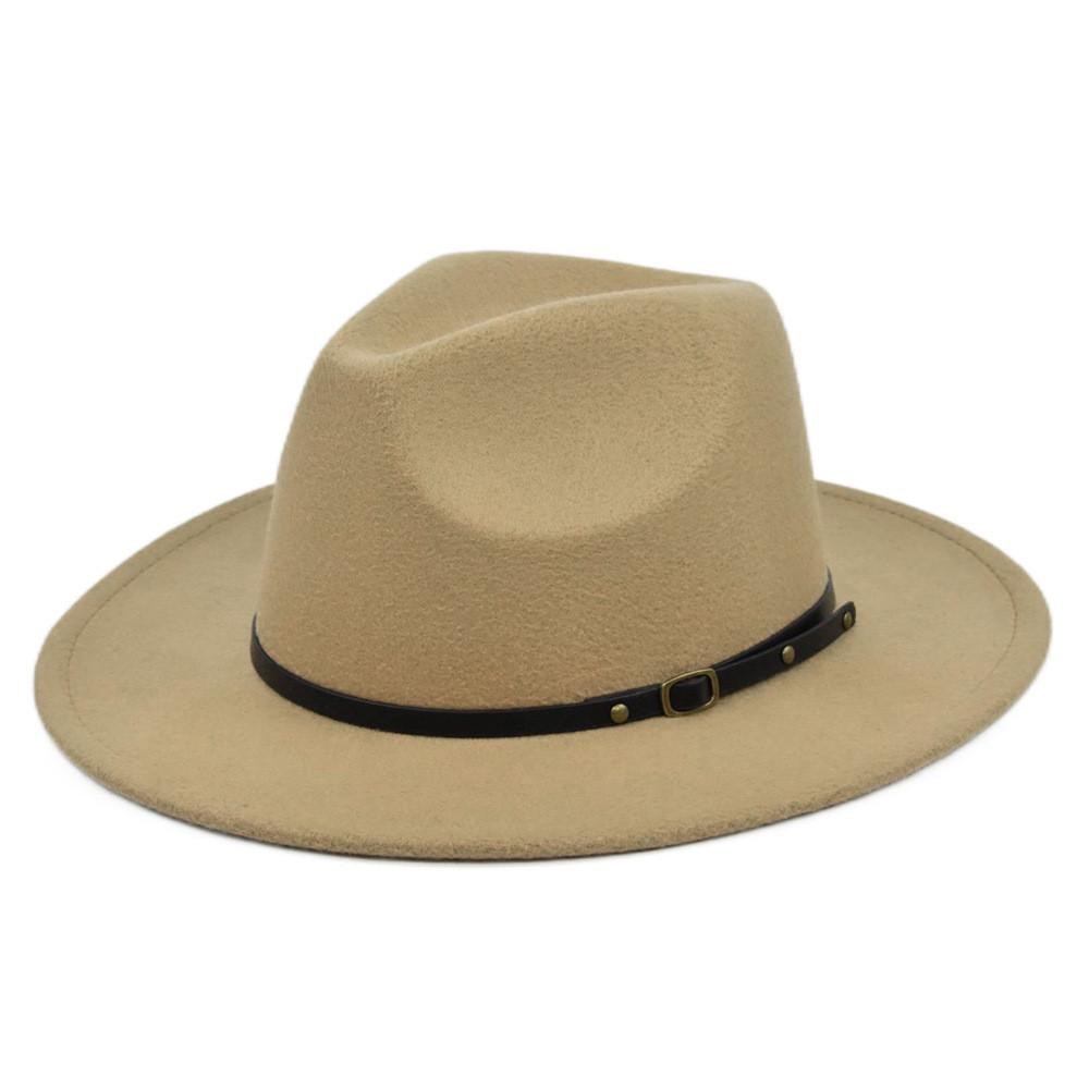 Retro Plush Jazz Multi Color Flat Big Brimmed Hat With Fashionable Personality