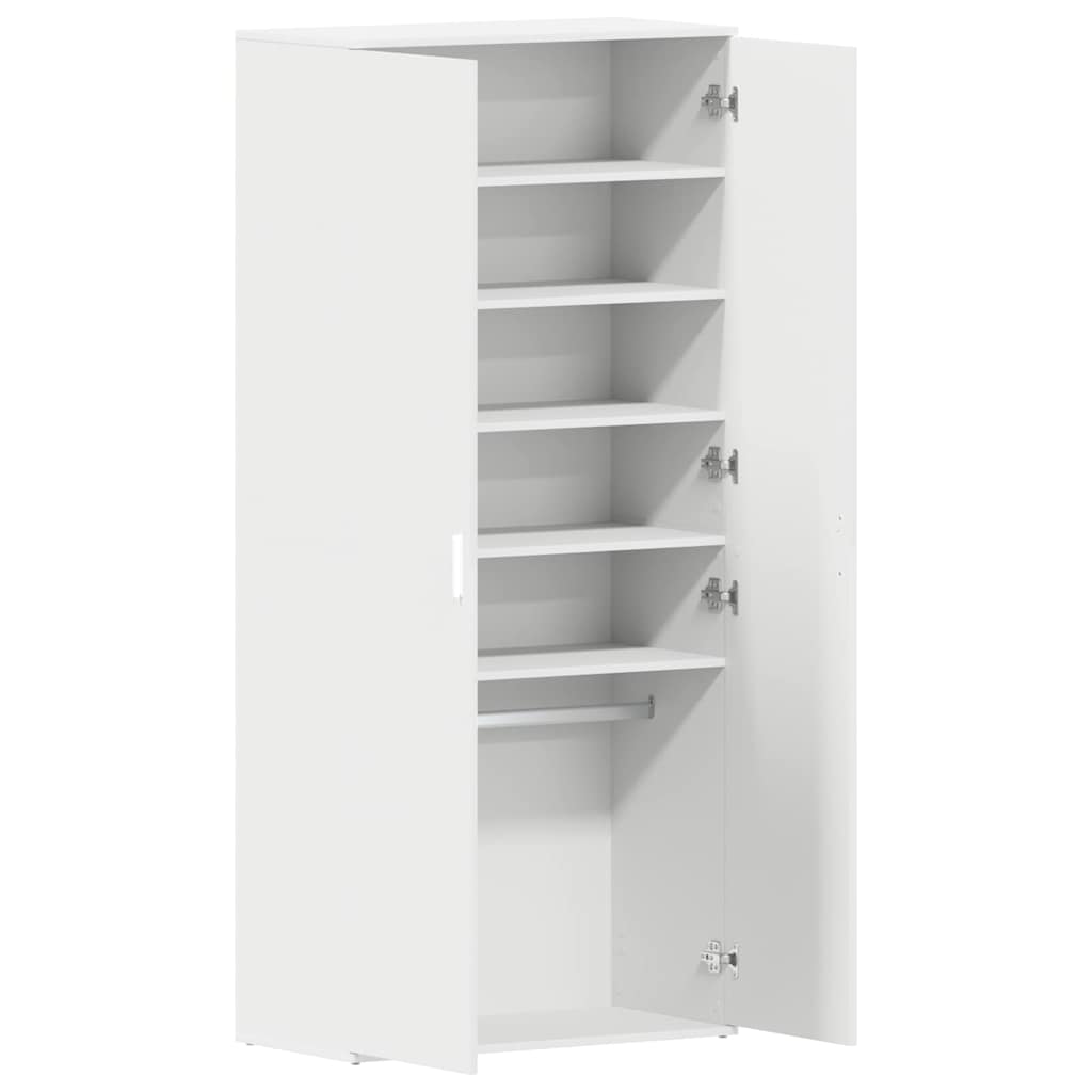 Shoe Cabinet with Shelf White 80 X 39 X 178 Cm Engineered Wood