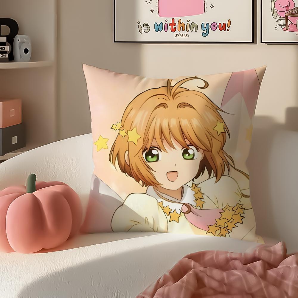 Magical Cute Japanese Anime CCardcaptor Sakura Cushion Cover Pillowcase Short Plush Invisible zipper Room Sofa Cushion Cover