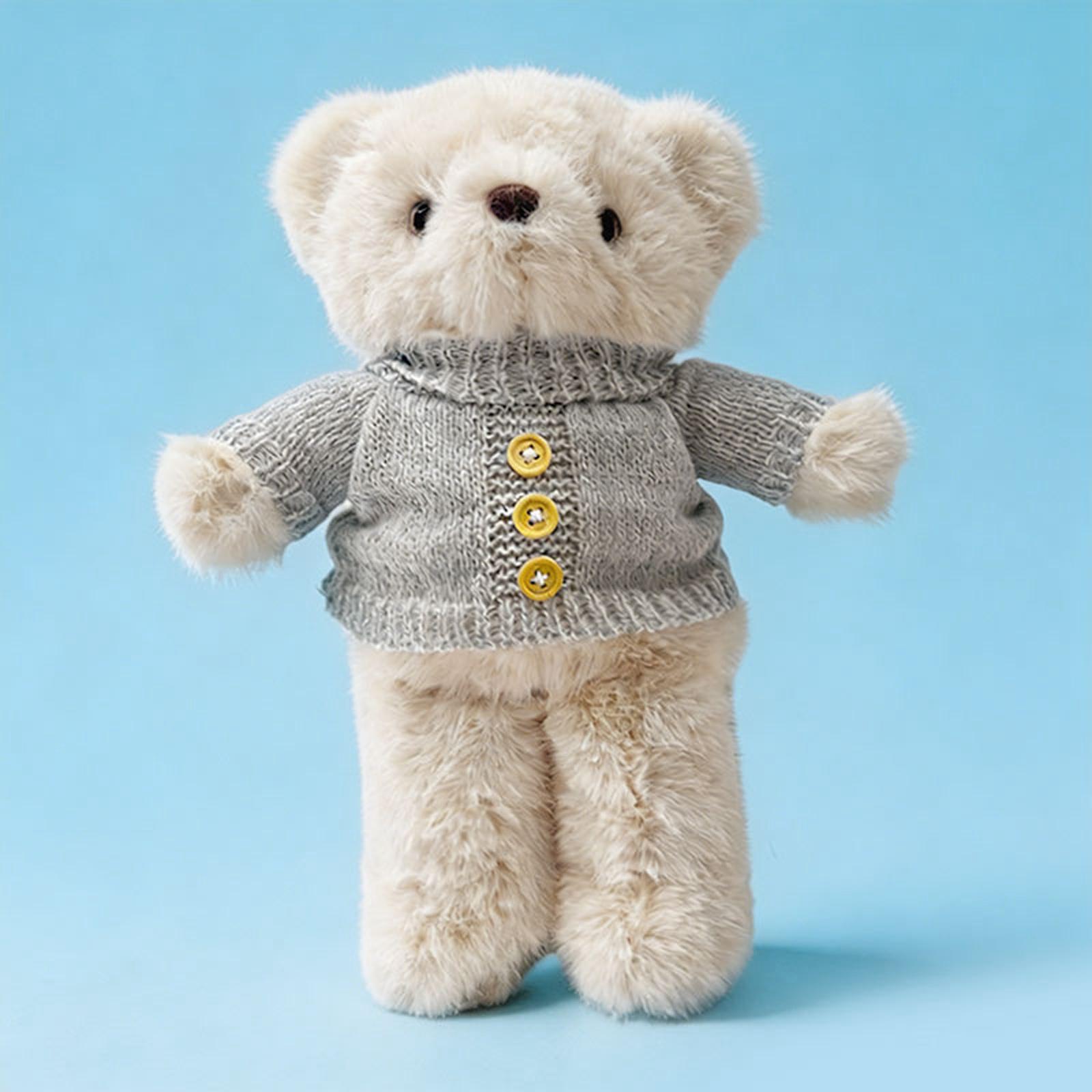

Plush Stuffed Bear Toy with Knitted Sweater Soft Cuddly Animal Doll Suitable for Children and Collectors Gift One Size