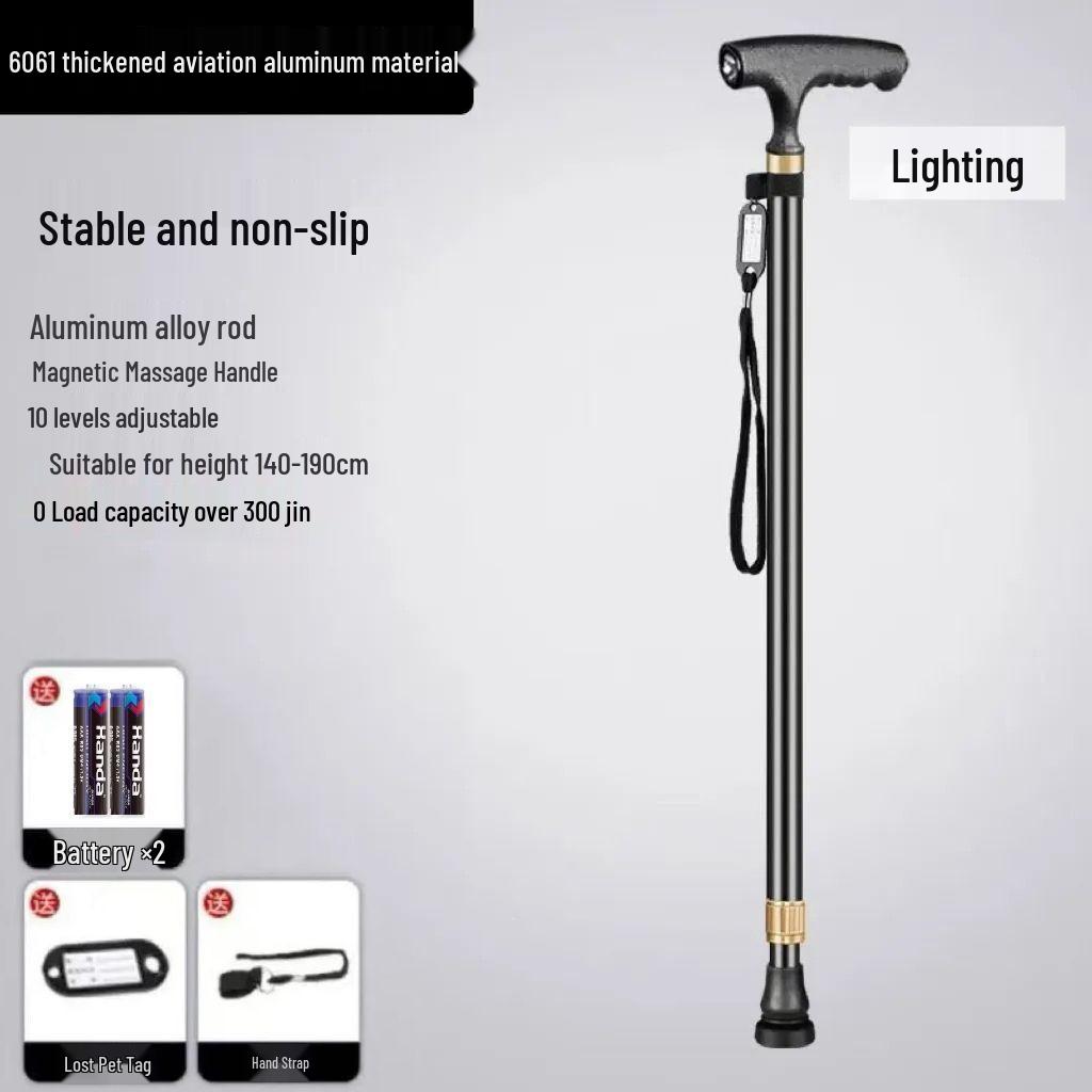 Folding Telescopic Walking Cane: Non-slip, Anti-fall, Lightweight Stick for Seniors & Patients