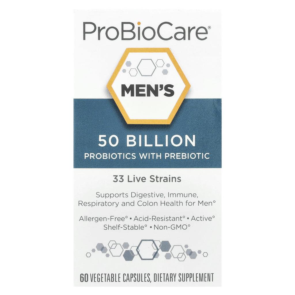 Men's Probiotic with Prebiotics, 50 Billion, 60 Veggie Caps