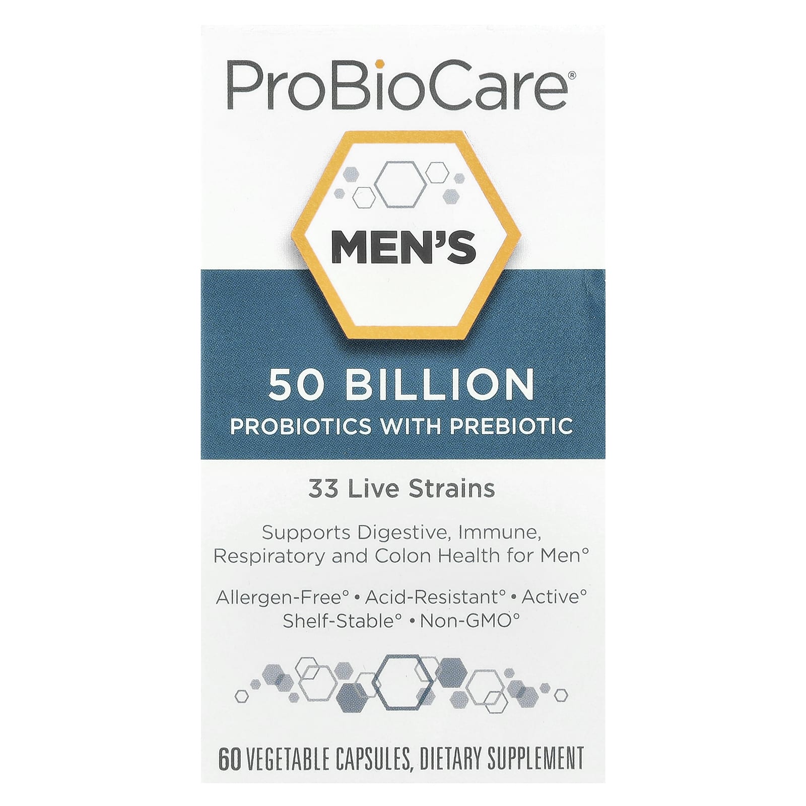 

Men s Probiotic with Prebiotics, 50 Billion, 60 Veggie Caps