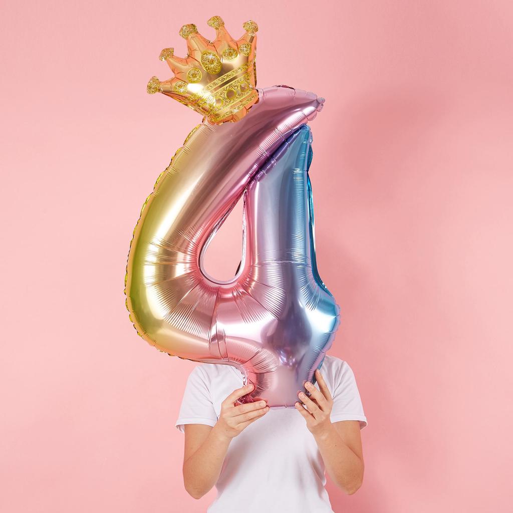 First Birthday Crown and Number Balloons for Baby Photo Props and Party Decoration