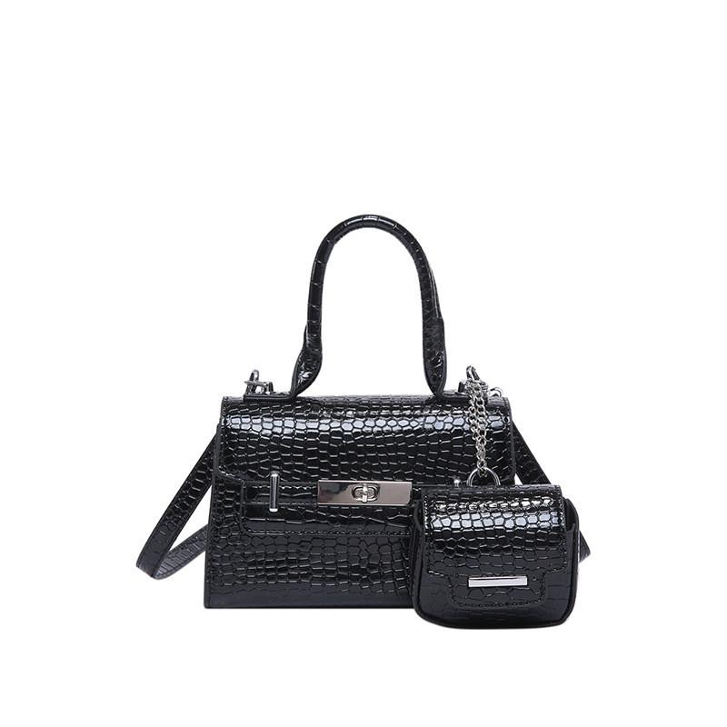 Pu Leather Stone Texture Crossbody Bag With Small Bag For Daily Fashion Womens Accessories