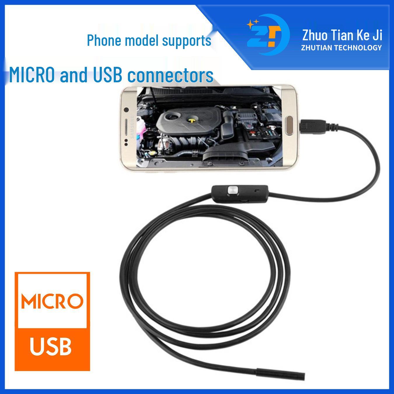 

5.5mm 7mm USB Android Endoscope Camera for Auto Repair and Pipe Inspection, Wide Angle View 7mm-1m Soft Wire