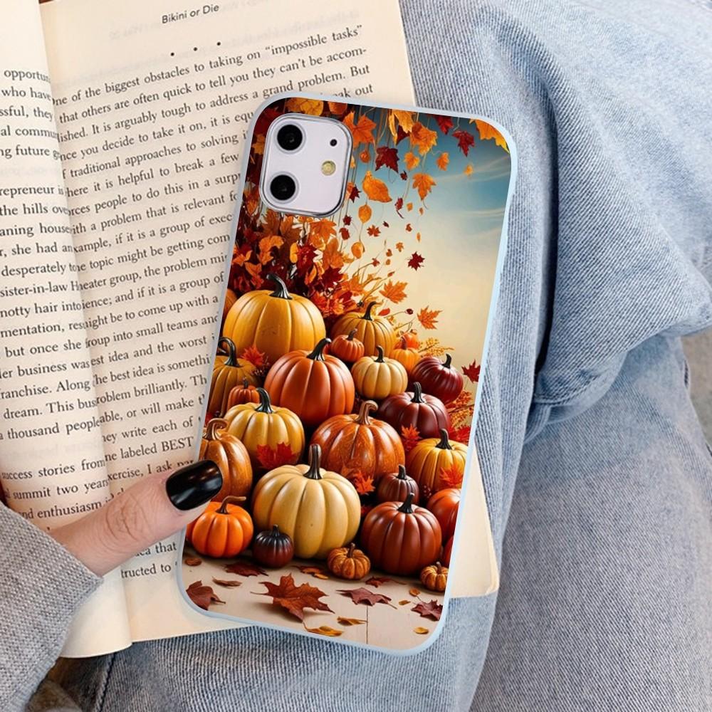 

Pumpkin Happy Fall Autumn Phone Case For IPhone 14 11 12 13 Mini Pro Xs Max 8 7 6 6S Plus X XR Solid Candy Color Case iphone XS