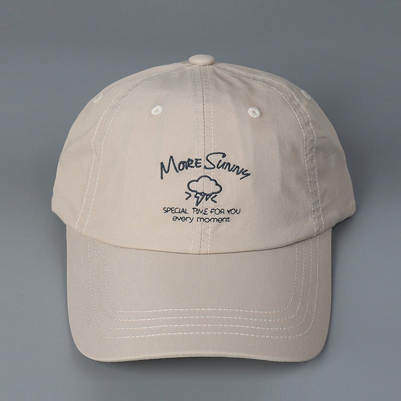 Korean Spring Thin Cotton Soft Top Curved Brim Letter Cloud Cartoon Embroidery Cute Small Fresh Summer Light Sun Baseball Cap