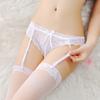Full Lace Sexy Perspective Garter Stockings Set Ultra-thin Temptation Hot One-piece Garter Panties Women
