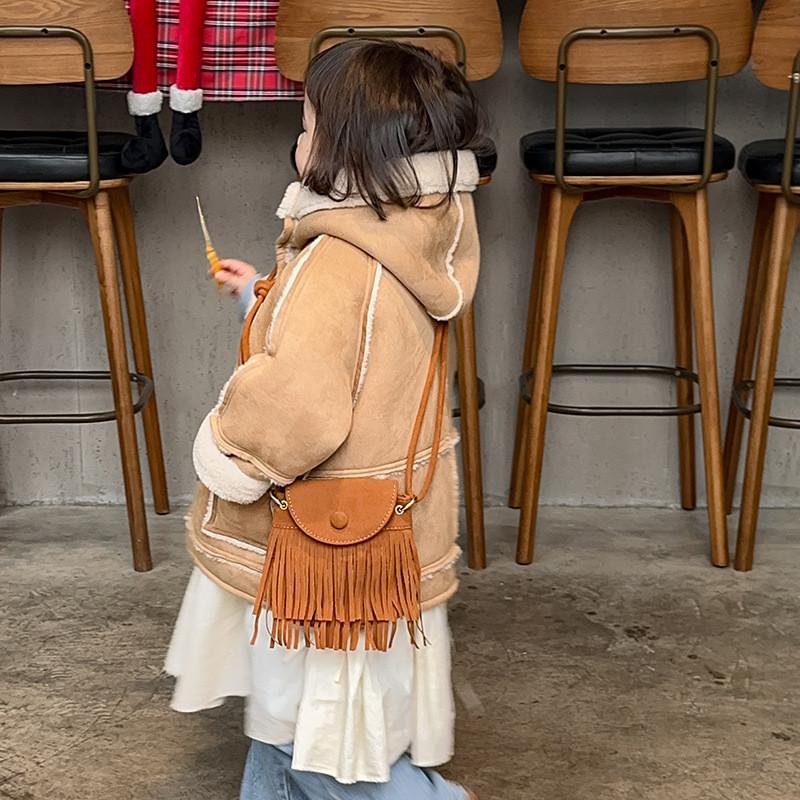 Modern Unisex Childrens Shoulder Bag With Trendy Tassels Perfect Preschoolers For