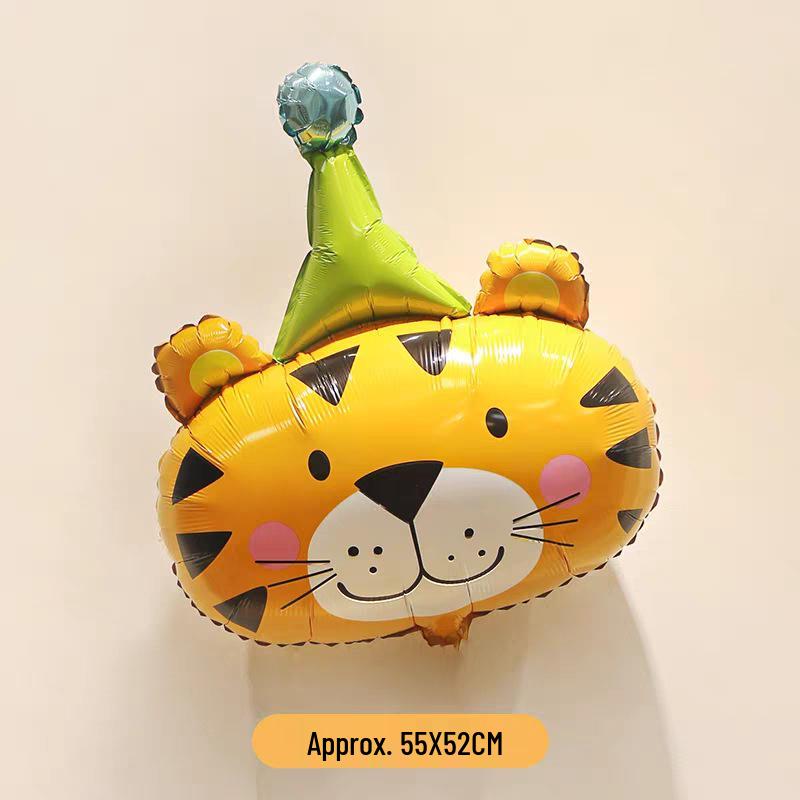 Cartoon Animal Balloons: Rabbit, Bee, Tiger for Kids' First Birthday Party Decoration Scene