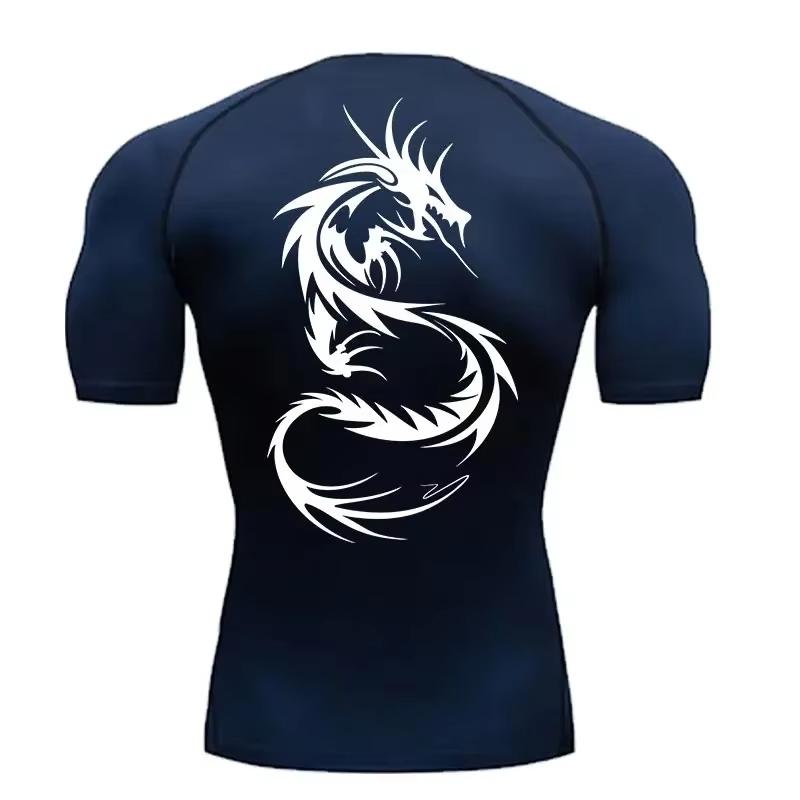 Men's Trendy Graphic-Print Compression Shirt – Summer Quick-Dry Athletic T-Shirt for Gym Workouts and Running RL811