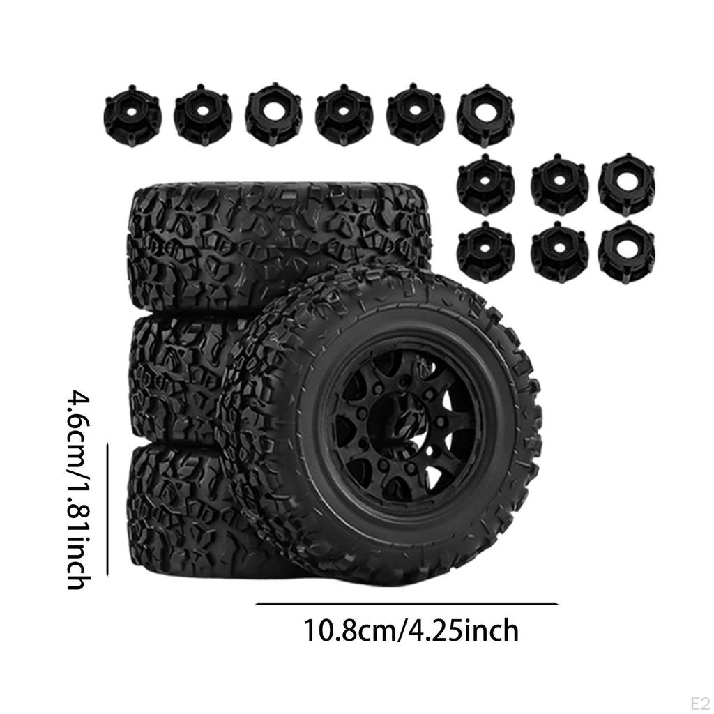 4 Pieces 1/10 RC Truck Wheels and Tires Accessories Spare Parts High Performance Durability Car