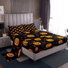 Halloween-Themed Pumpkin Pattern Bed Hat Four-Piece Bedding Set Bedroom Dormitory Bedding Decoration