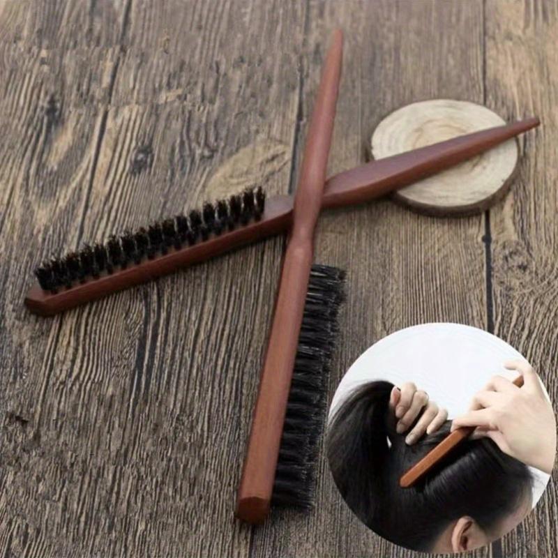 3pcs Bristle Teasing Hair Brush Wooden Handle Barber Salon Brushes Anti-static Rat Tail Combs For Hair Edge Control Styling Comb