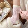 Socks Women's Winter Maillard Color Warm Plush Thickened Plush Striped Medium Tube Socks Home Sleeping Socks