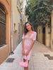 Sexy Hollow Out V-neck Short Sleeve Striped Knit Beach Mini Dress 2025 Summer Women's Vacation Beachwear Swimsuit Cover Up K194