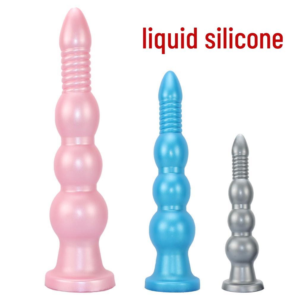 Silicone Threaded Ultra-Long Thick Anal Plug and Dilator for Women - Wearable Fake Penis Sex Toy
