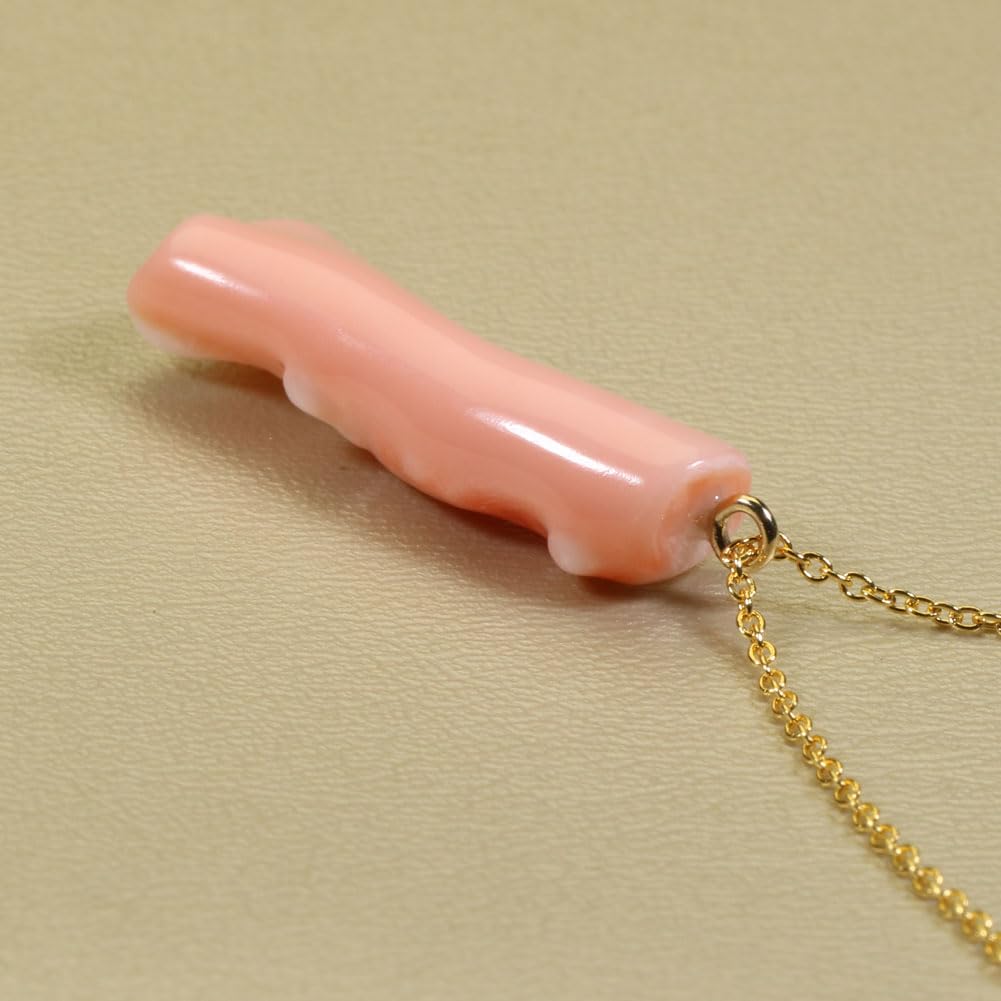 [Sansui] Garnet Coral Pink Branch Pendant Necklace (Undyed)