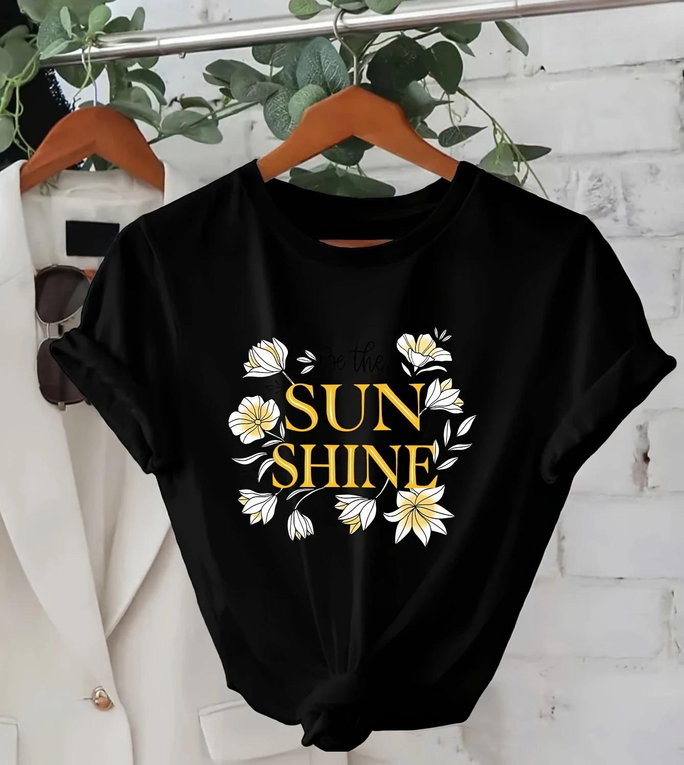 

Unisexs Light Yellow Floral TShirt Look To The Sunshine Graphic Harajuku Sleeve Unisexs Clothing Street Aesthetic Clothes S