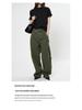 Louvre Spring Retro Low-Waist Loose-Fit Slim Green Women's Overalls