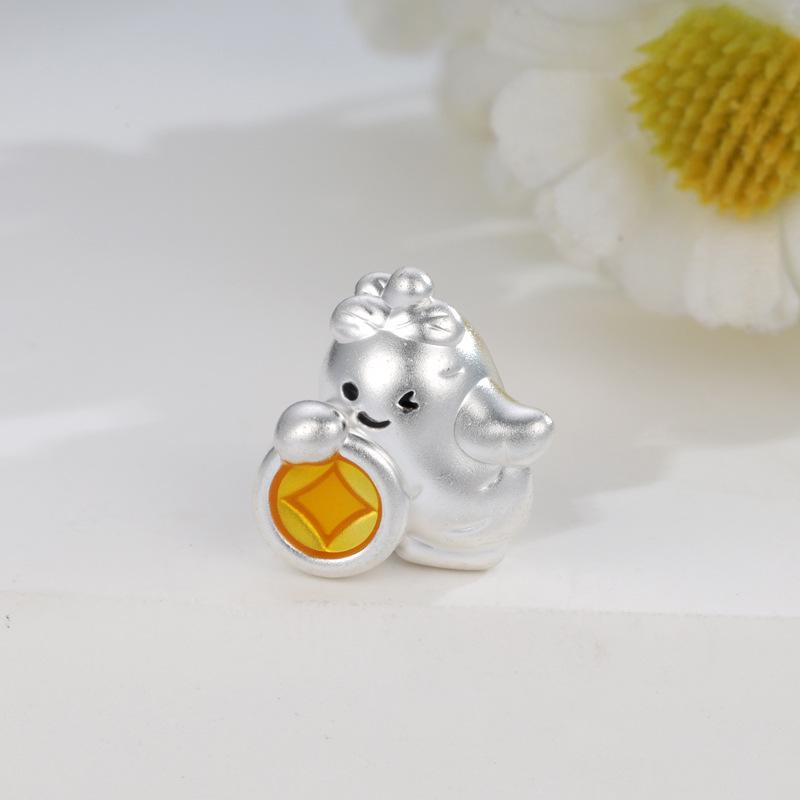 Sterling Silver 999 Astragalus Bead Jewelry: Pure Silver Braided Rope and Loose Bead Accessories серебряный
