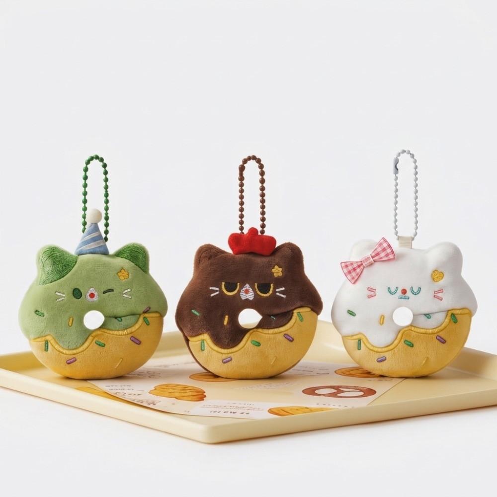 Little Cat Donut Cat Plush Keychain Soft Plush Decorative Charm Plush Doll Keychain Bestie Gift