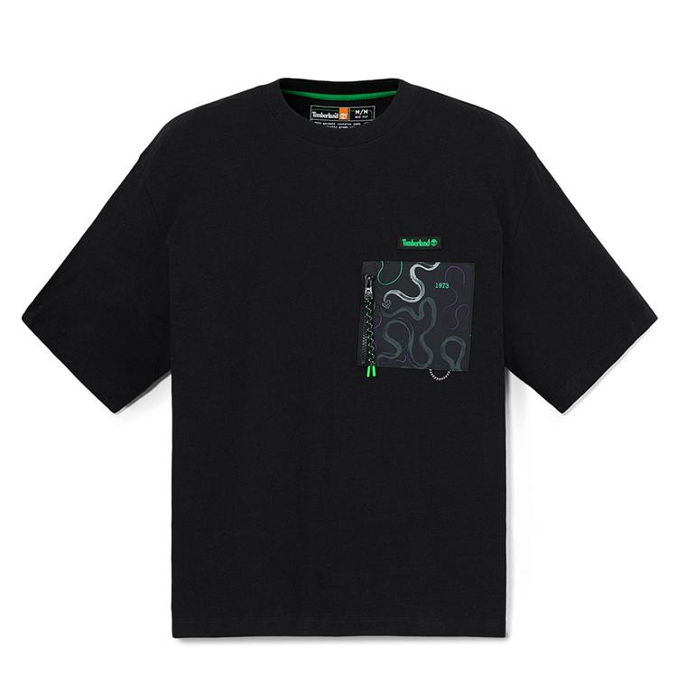 

Timberland Comfortable Cotton Casual Loose Breathable T-Shirt Men Tops Black A6C6V-001 M