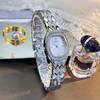Fashionable Minimalist Diamond-Encrusted Snake-Scale Bracelet Watch for WomenElegant Luxury Wine-Barrel Shaped Quartz Wristwatch