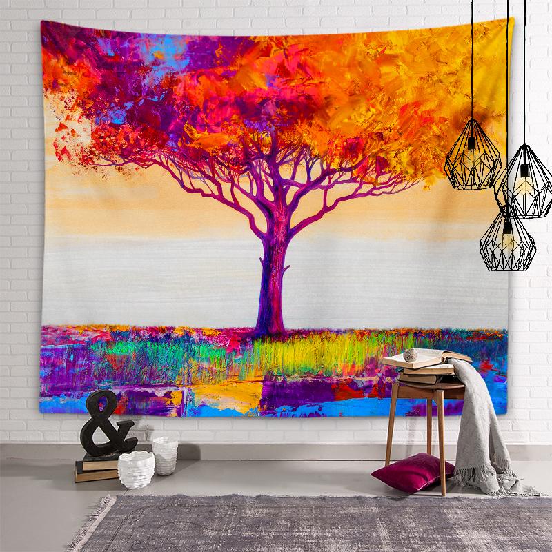 Fashionable Graffiti Tree Series Tapestry Printed Tapestry Home Decoration Wall Hanging Cloth Holiday Furnishings Beach Towel