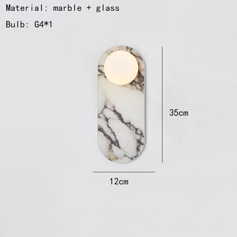 Modern Luxury White Black Natural Marble Led Wall Lamp White Glass 8cm G9 Bulb Sconce For Indoor Foyer Aisle Restaurant Bedroom