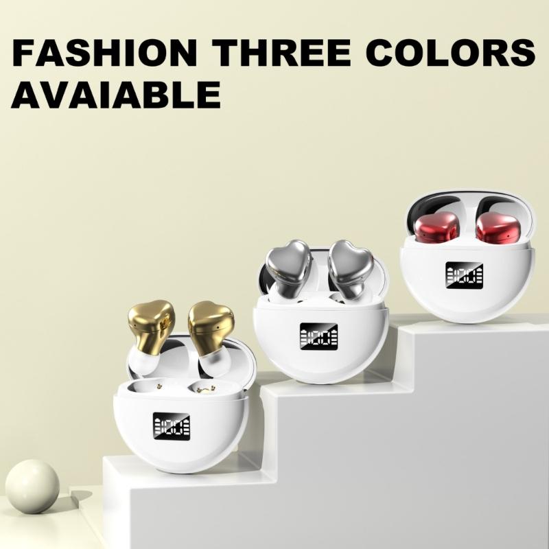 Lovely Heart Shape Wireless Earphones Earbuds With Modern Wireless Headphones And Comfortable Fit For Daily Use TE-I3