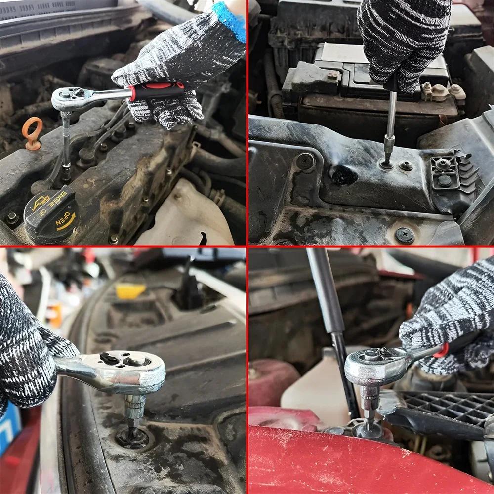 (1/4'',3/8'',1/2'') 12pcs Ratchet Wrench Sleeve Kit Car Repair Tools Hand Tool Multiple Sockets Portable DIY Auto Repair Tools