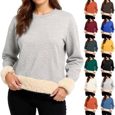 Women's Fashionable And Casual Long Sleeve Furry Round Neck Sweatshirt