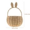 Easter Rattan Woven Hand Basket Woven Rattan Hand Basket Sundry Organizer Diy Flowers Gift Storage Holder Rabbit Picnic Home