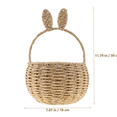 Panier à main tressé en rotin pour Pâques Panier à main tressé en rotin Organisateur de bric-à-brac Fleurs DIY Support de stockage pour cadeaux Lapin Pique-nique maison