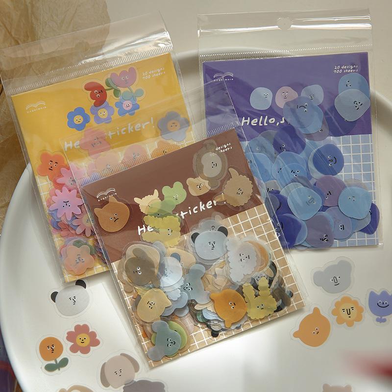 100 PCS PET niedlichen Cartoon Tier Micro Ausdrücke Aufkleber für Scrapbooking Journal Dekoration DIY Material
