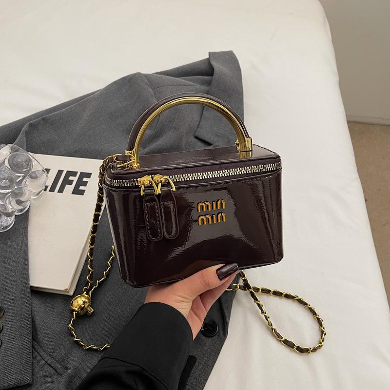 Vintažinė Miu maža kvadratinė grandinėlės rankinė - moteriška kasdienio stiliaus rankinė per petį ir crossbody