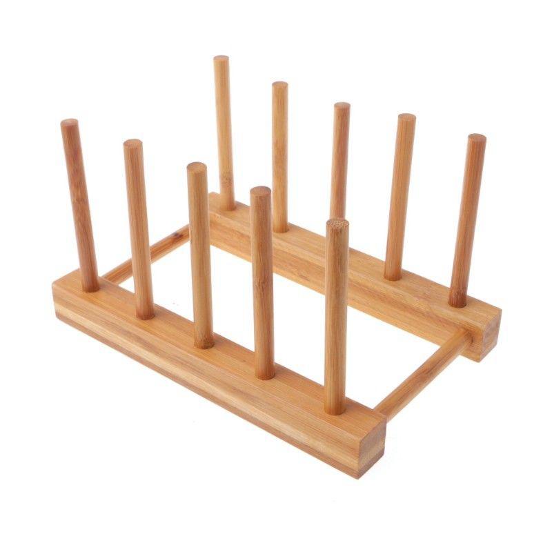 A96I-Dish Rack Pots Wooden Plate Stand Wood Kitchen Cup Display Drainer Holder NEW