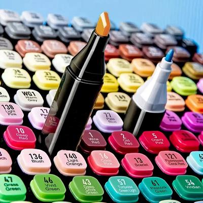 Double-ended Sketch Markers with Base - Vibrant Alcohol-Based Colors for Drawing & Design, Random Colors