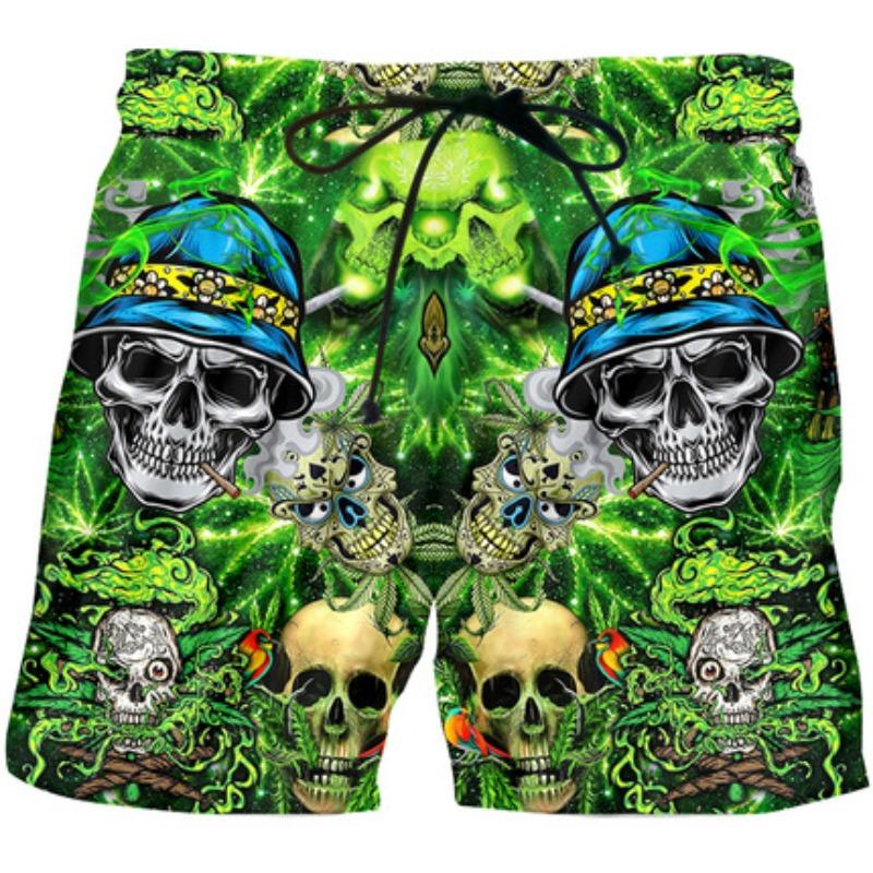 

Свободные повседневные уличные пляжные брюки для водных видов спорта, модные мужские шорты с принтом черепа на Хэллоуин 5XL