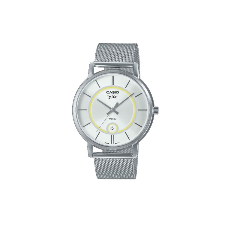 Casio Standard Series 50M Waterproof Quartz Movement Stainless Steel Watch Men watches Silver MTP-B120M-7AV Silver Dial