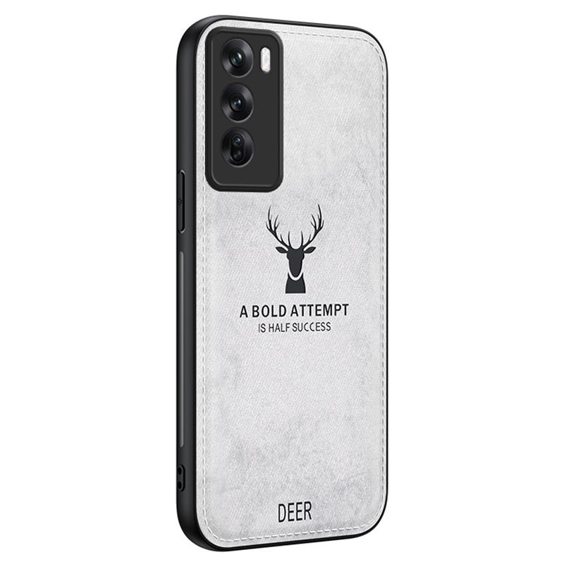 

For Oppo Reno12 Pro 5G (China) Case Deer Pattern Leather+PC+TPU Protective Phone Cover Grey