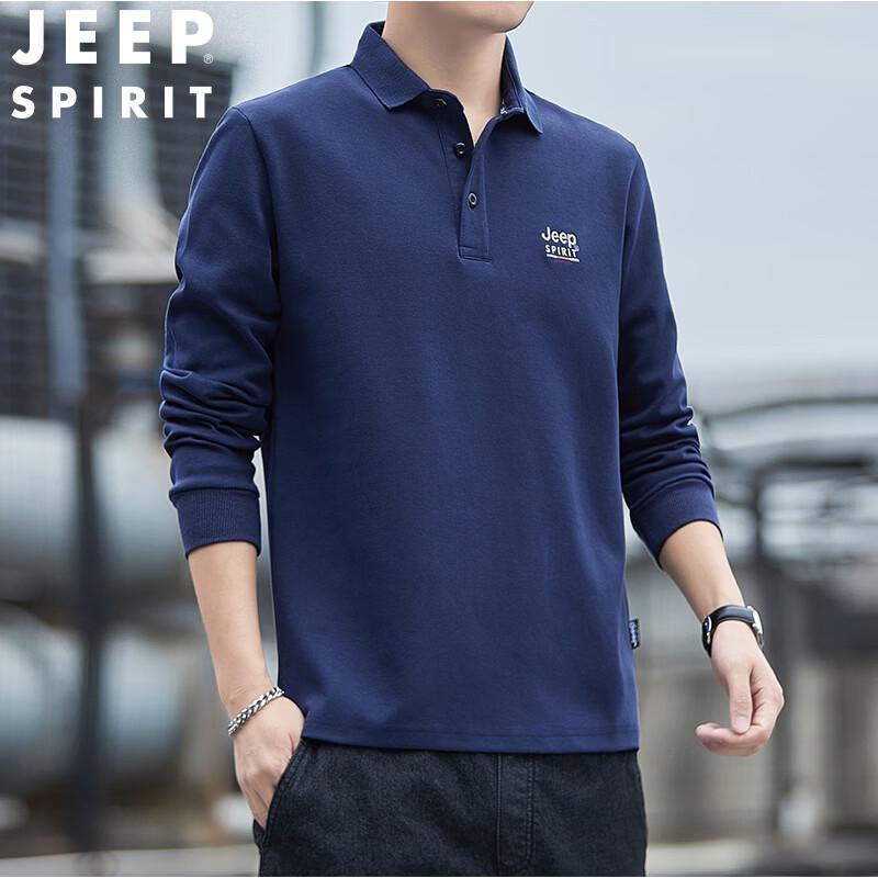 JEEP SPIRIT Men's Casual Polo Long Sleeve T-Shirt