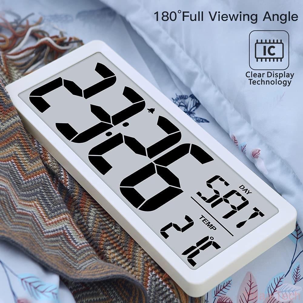 Office Decor 12/24Hr Desktop Day Electronic Clock Extra Large Screen Display Digital Clock Bedroom Multi-Functional Alarm Clock